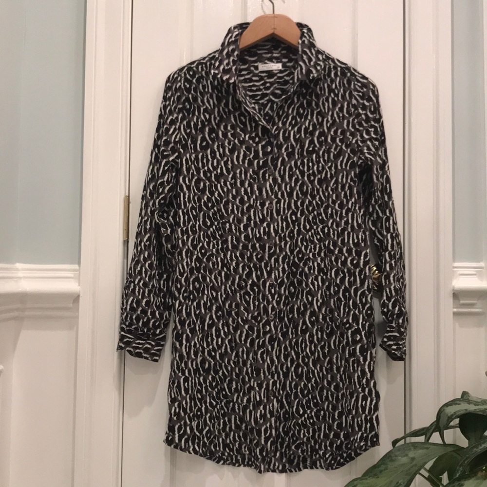 Equipment - Leopard Silk Shirt Dress - L